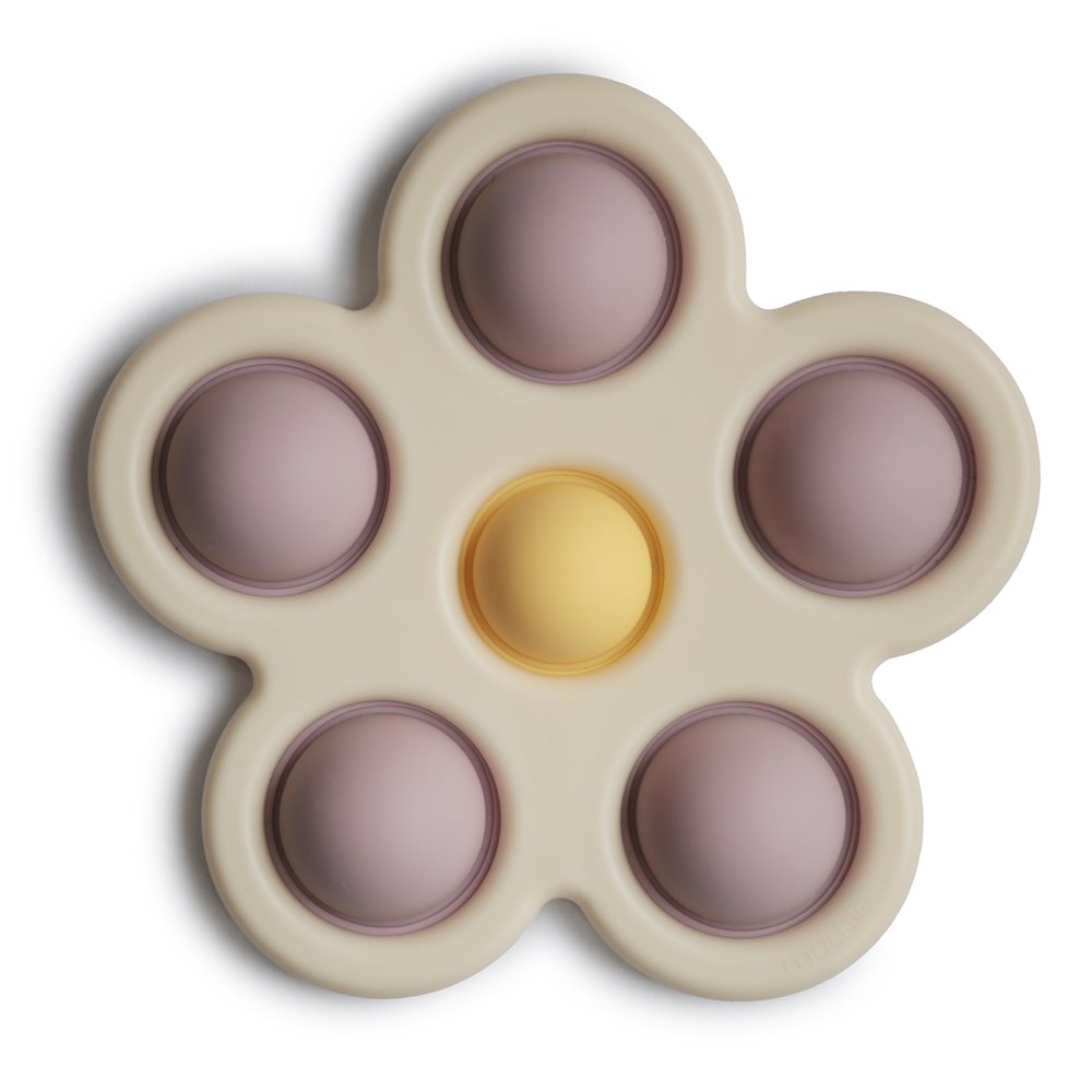 Mushie Flower Press Spielzeug (Soft Lilac/Pale Daffodil/Ivory)